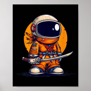 Cool ninja i astronaut rymddräkt kostym poster