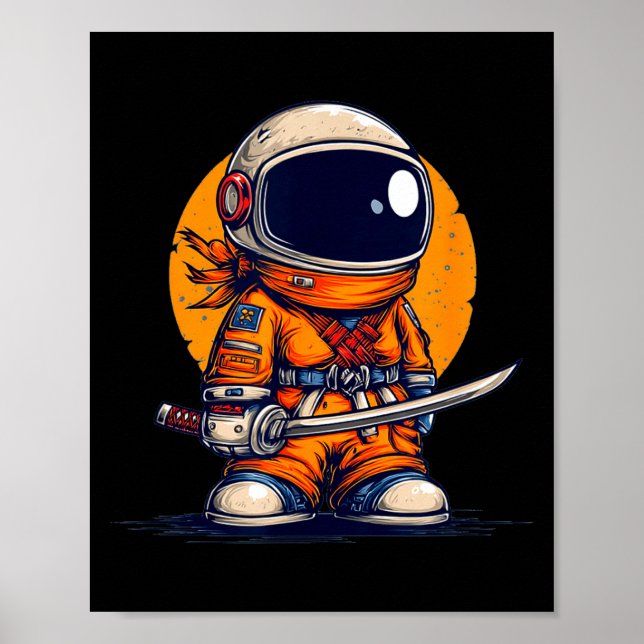 Cool ninja i astronaut rymddräkt kostym  poster (Framsidan)