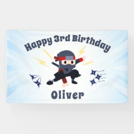 Cool Ninja Karate Kids Birthday Party Sign Banner