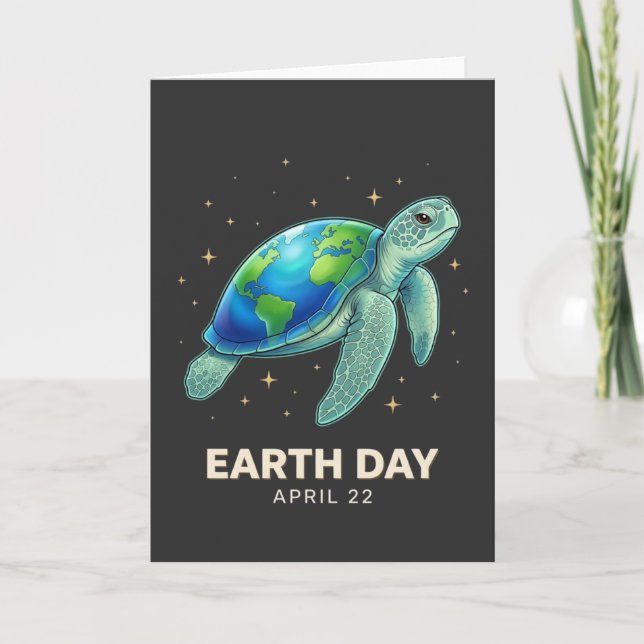 Cool Ocean älskare Earth Day 22 april sköldpadda p Kort (Framsida)