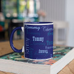 cool och blå, skapa ditt eget namnmönster mugg<br><div class="desc">En blå och personlig mugg. Skapa ditt eget kaffe-mugg.. det är enkelt och roligt</div>