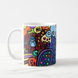 Cool och färgglad serie-graffiti kaffemugg