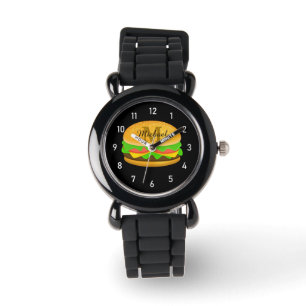 Cool och rolig läcker burgare Monogram och siffror Armbandsur