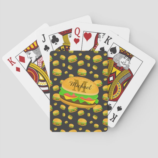 Cool och rolig läcker hamburgermönster Monogram Casinokort (Baksidan)