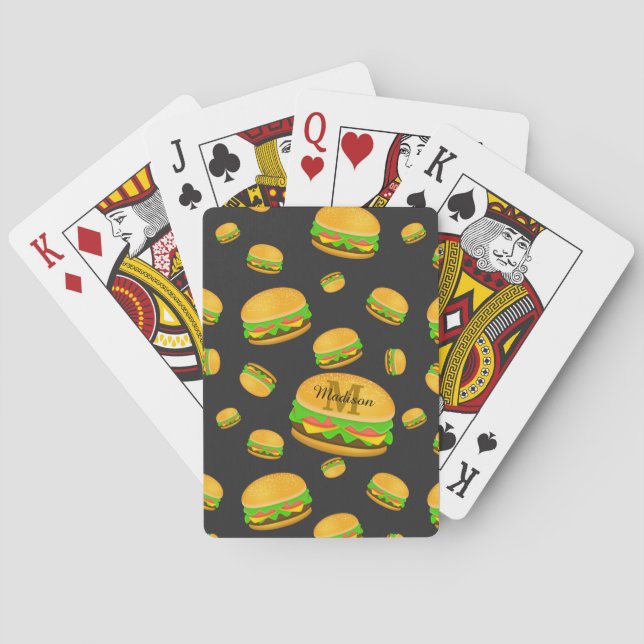 Cool och rolig läcker hamburgermönster Monogram Casinokort (Baksidan)