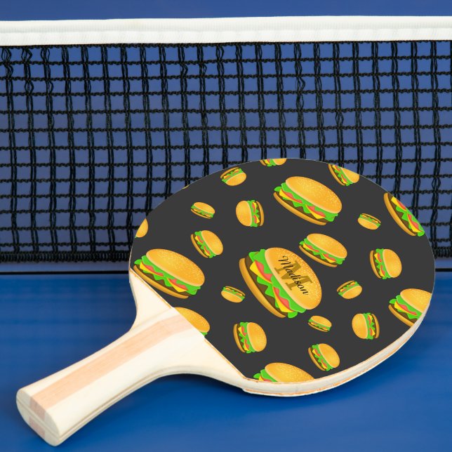 Cool och rolig läcker hamburgermönster Monogram Pingisracket (Insitu)