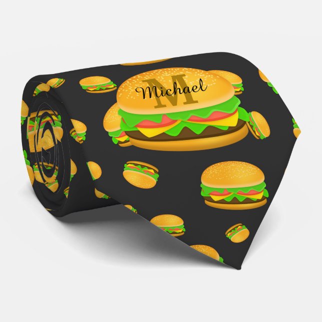 Cool och rolig läcker hamburgermönster Monogram Slips (Rullad)