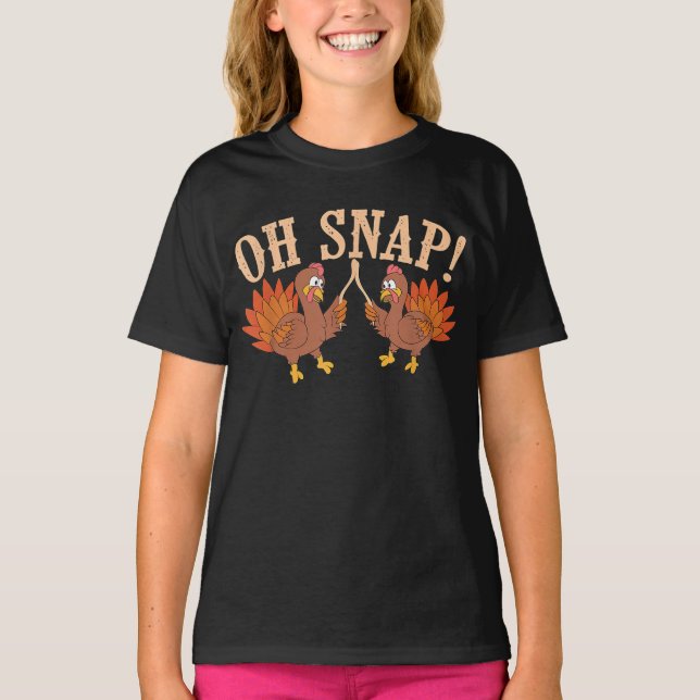 Cool Oh Snap!  Funny Turkey With Wishbone Thanksgi T Shirt (Framsida)