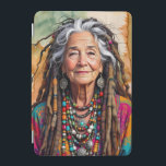 Cool Old Lady in Dread Locks Hippie Woman Blank iPad Mini Skydd<br><div class="desc">A fun ai illustration of a cool old hippie woman in dread locks with a tie dye background. Vibrant colors,  unique artsy illustration of not your everyday old lady.</div>