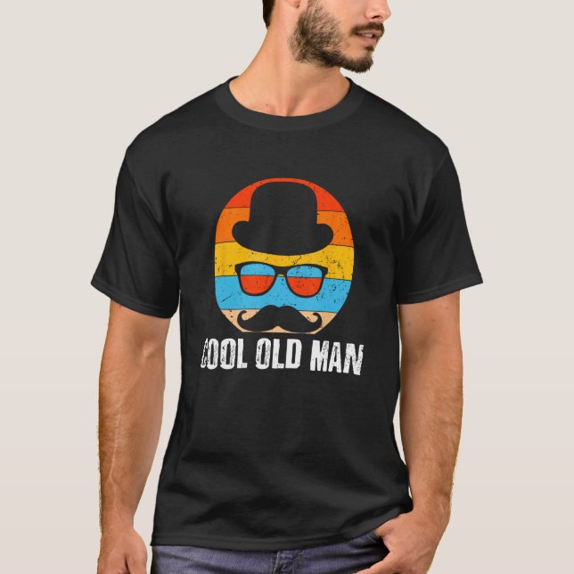 Cool Old Man Dad Chill Daddy Easygoing Beard  Fath T Shirt (Framsida)