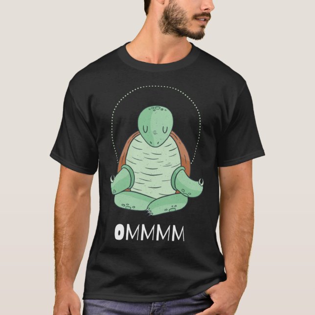 Cool OMMM meditation relaxation turtle yoga T Shirt (Framsida)