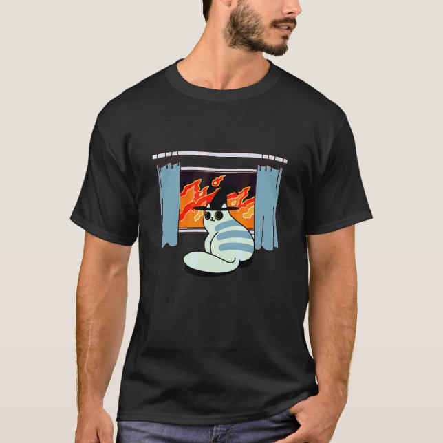 Cool ond brandkatte illustration   Grafiska design T Shirt (Framsida)