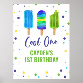 Cool One 1-årsdag Is Pop Blå Grön Poster