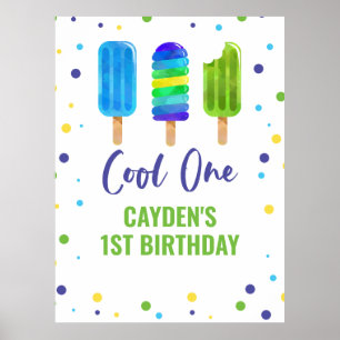 Cool One 1-årsdag Is Pop Blå Grön Poster