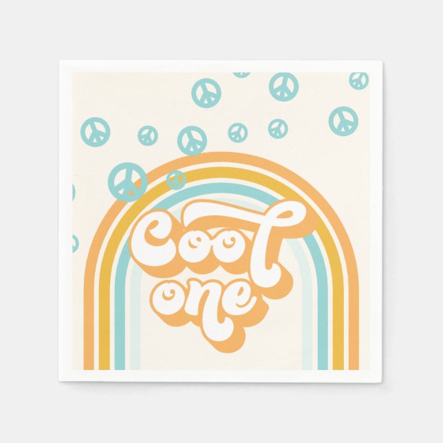 Cool One Retro Pojke 1-årsdag Pappersservett (Framsidan)