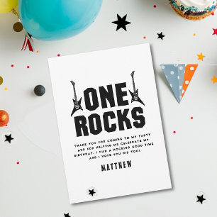 Cool One Rocks Svart och Vit Födelsedag Tack Kort