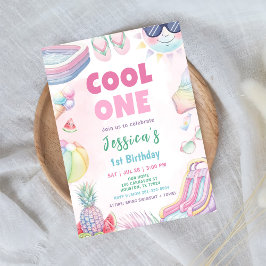 Cool One - Sommarflicka 1-års födelsedagsfest Inbjudningar
