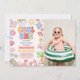Cool One Tropisk Sommar Strand 1-års Födelsedagsfo Inbjudningar