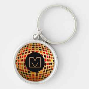Cool Optical Dotty Illusion Monogram Rund Silverfärgad Nyckelring