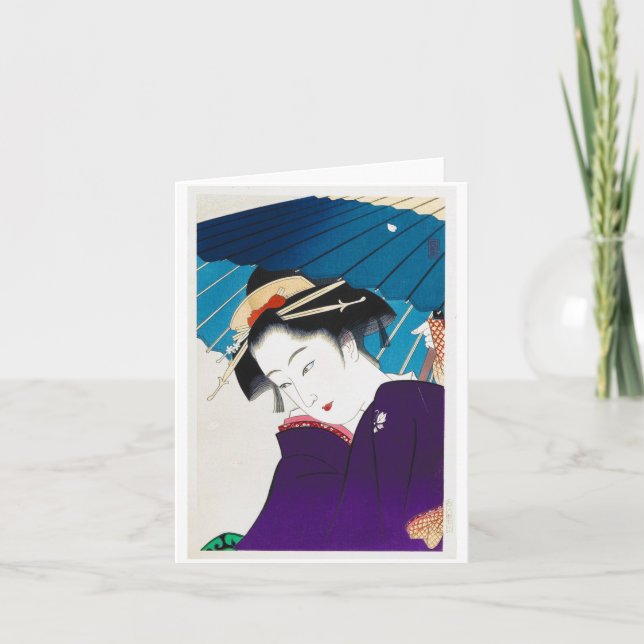 Cool oriental Takane Koko Geisha with Umbrella Kort (Framsida)