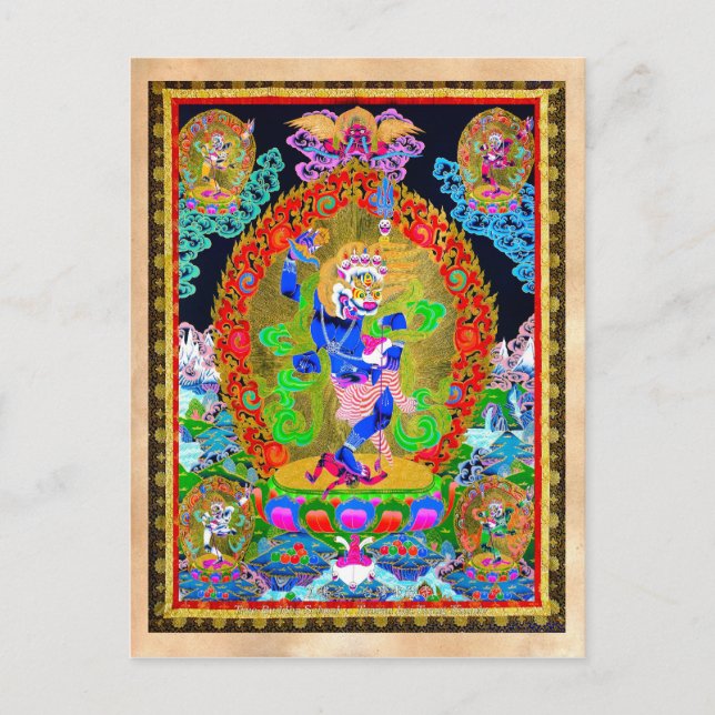 Cool oriental tibetansk thangka Simhavaktra Dakini Vykort (Framsida)