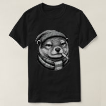 Cool Otter In Beanie Winter Scarf Vintage Art