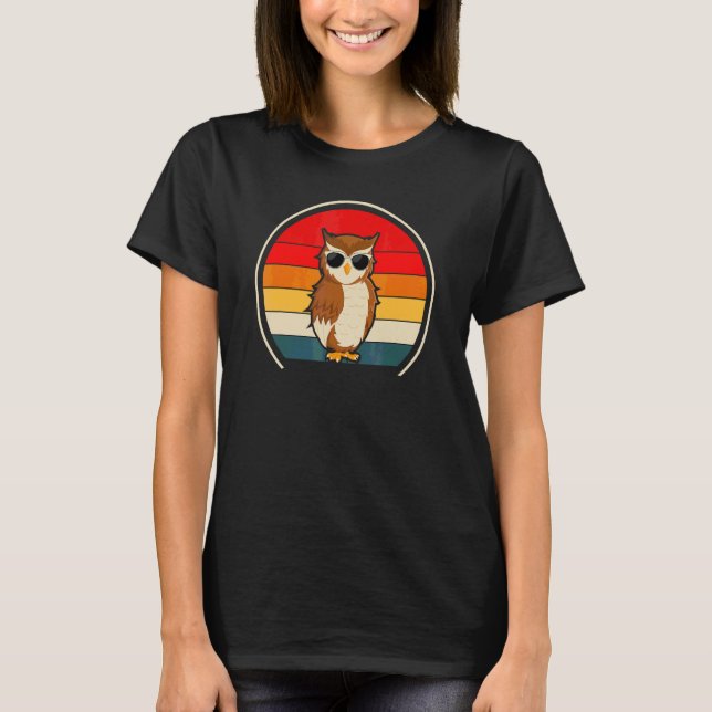 Cool Owl Retro T Shirt (Framsida)