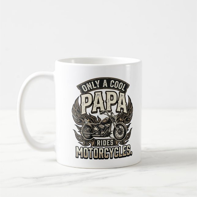 Cool Papa Motorcykel Vintage Biker Kaffemugg (Vänster)
