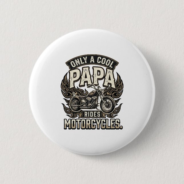 Cool Papa Motorcykel Vintage Biker Knapp (Framsida)