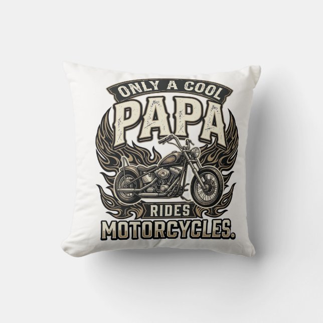 Cool Papa Motorcykel Vintage Biker Kudde (Framsida)