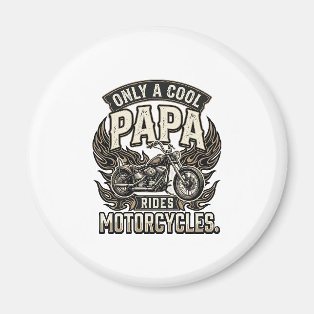 Cool Papa Motorcykel Vintage Biker Magnet (Framsidan)