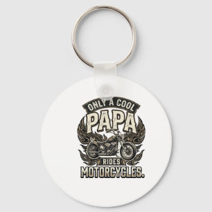 Cool Papa Motorcykel Vintage Biker Nyckelring