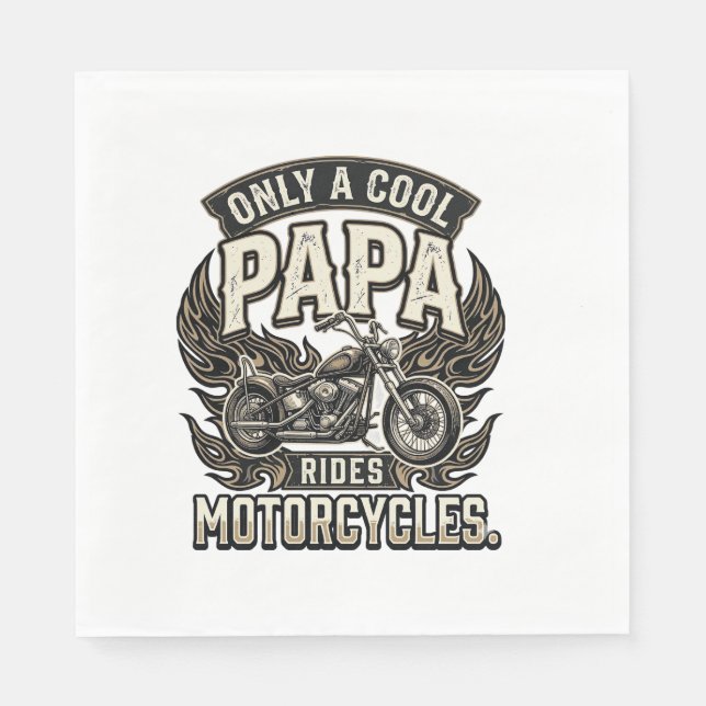Cool Papa Motorcykel Vintage Biker Pappersservett (Framsidan)
