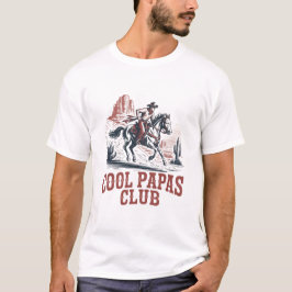 Cool Papas Club Retro Western Cowboy Pappa rolig T Shirt