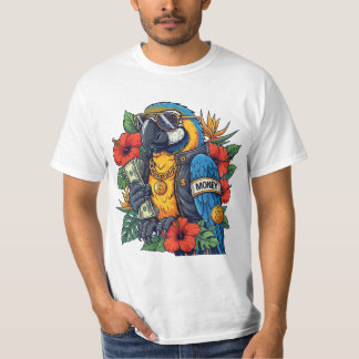 Cool Parrot with Cash – Tropical Rich Vibes T-Shir T Shirt