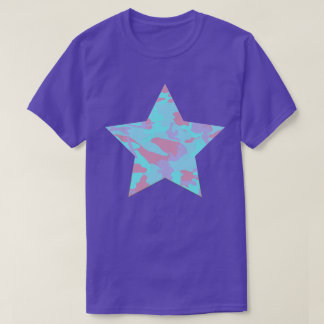 Cool Pastell Kamouflage Mönster Stjärna T Shirt