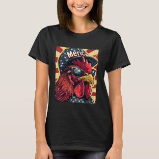 Cool patriotisk kyckling Merica amerikansk flagga T Shirt