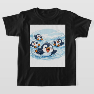 Cool Penguin Slide – Rolig Cartoon Vintergrafik T Shirt