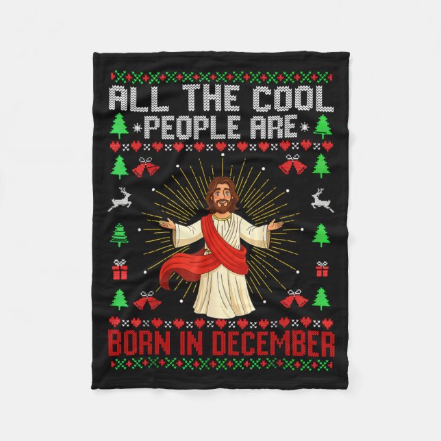 Cool People Are Born In December Christian Christm Fleecefilt (Framsidan)