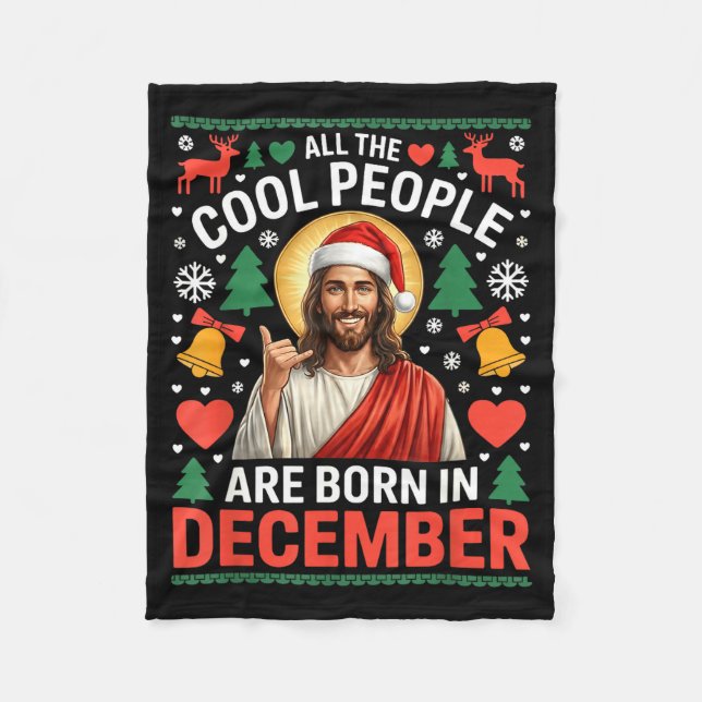 Cool People Are Born In December Christian Christm Fleecefilt (Framsidan)