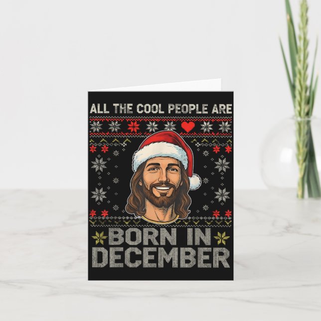 Cool People Are Born In December Christian Christm Kort (Framsida)