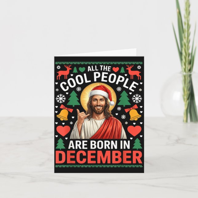 Cool People Are Born In December Christian Christm Kort (Framsida)