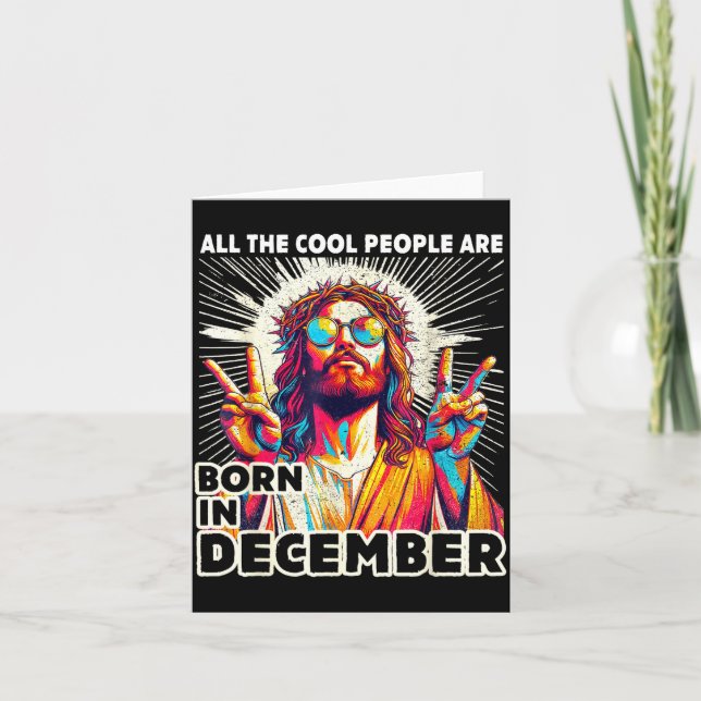 Cool People Are Born In December Christian Christm Kort (Framsida)