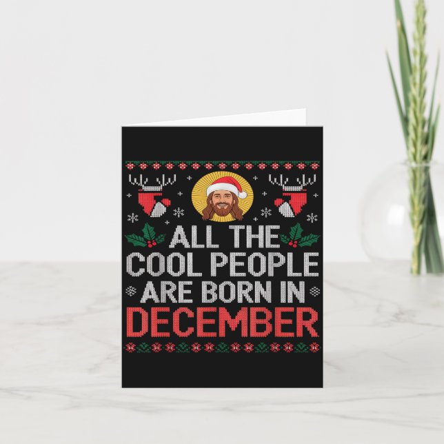 Cool People Are Born In December Christian Christm Kort (Framsida)