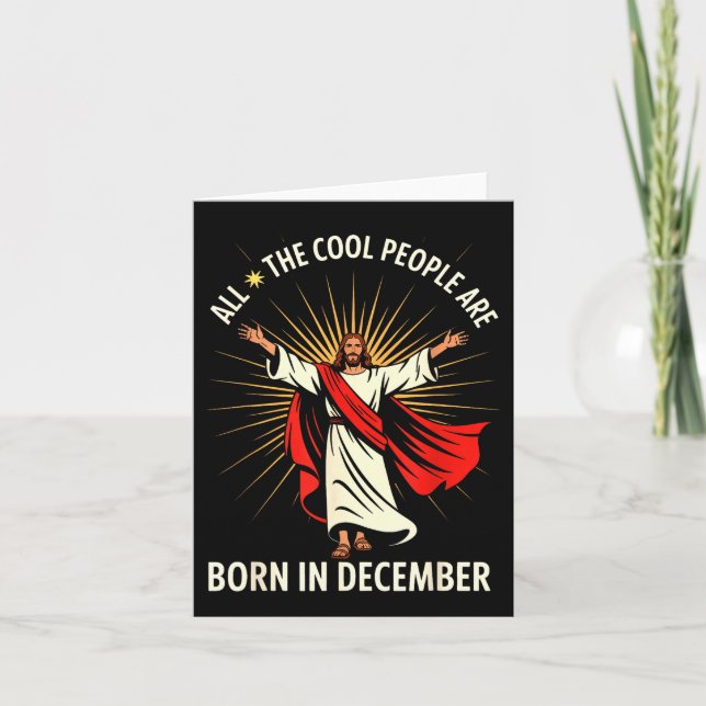 Cool People Are Born In December Christian Christm Kort (Framsida)