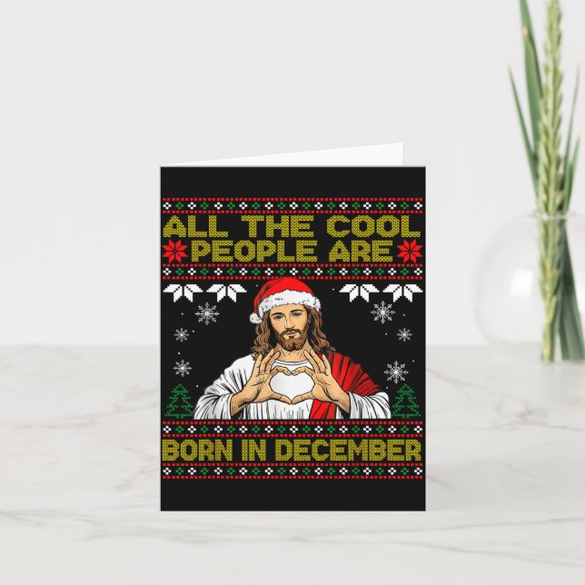 Cool People Are Born In December Christian Christm Kort (Framsida)