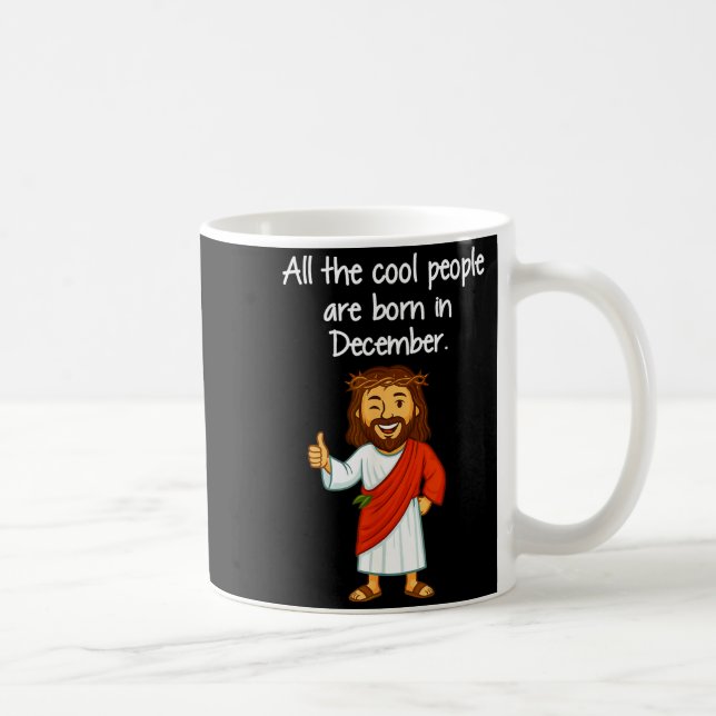 Cool People Are Born In December Christian Xmas Bi Kaffemugg (Höger)