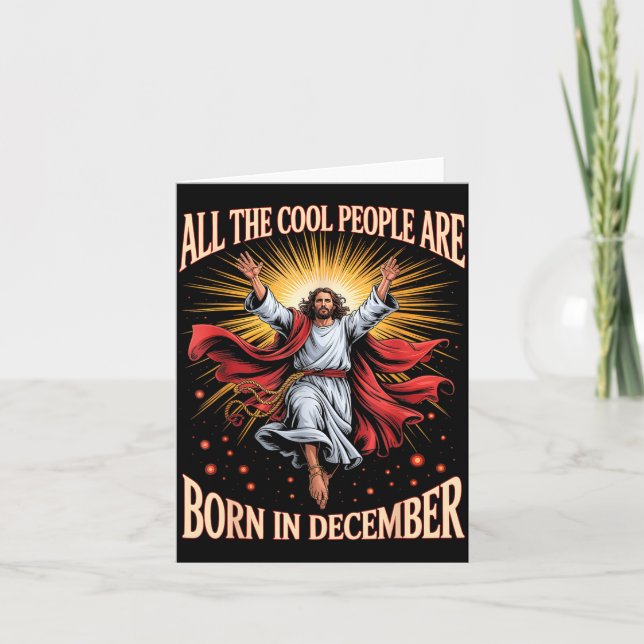 Cool People Are Born In December Christian Xmas Bi Kort (Framsida)