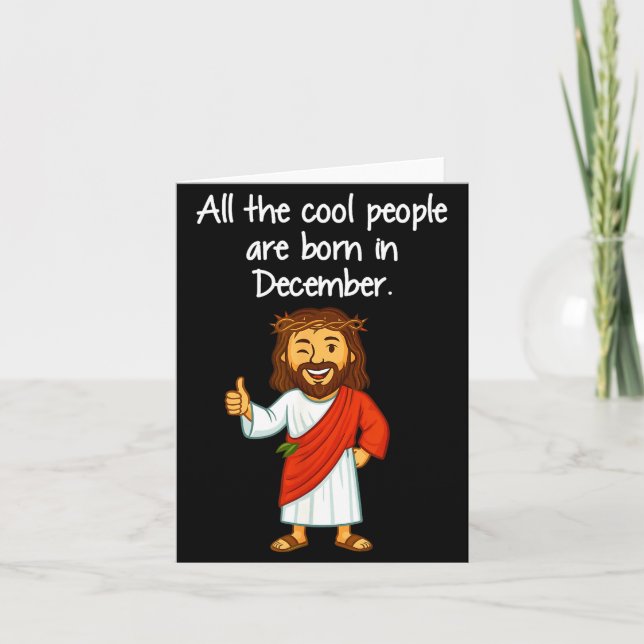 Cool People Are Born In December Christian Xmas Bi Kort (Framsida)