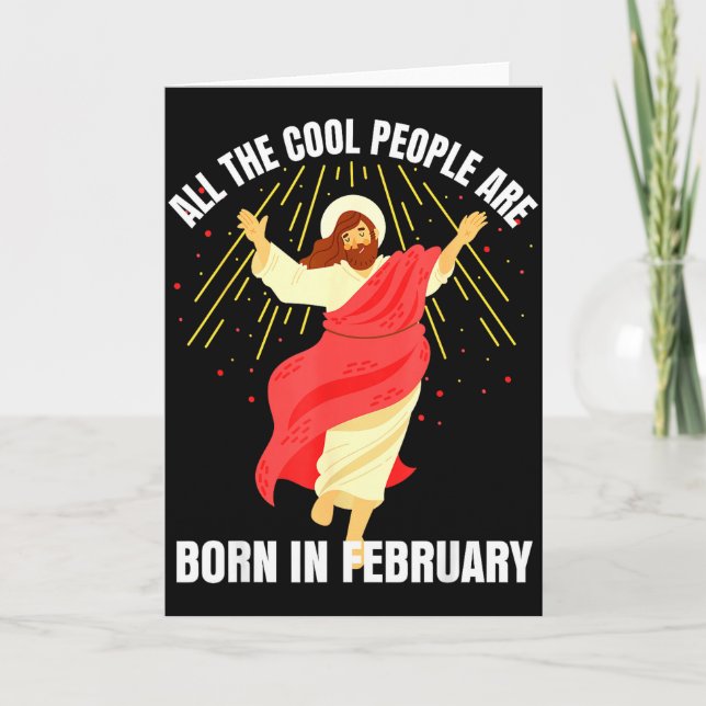Cool People Are Born In February Christian Birthda Kort (Framsida)
